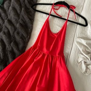 American Apparel Red Halter Mini Dress